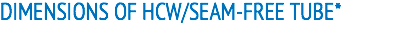 DIMENSIONS OF HCW/SEAM-FREE TUBE*