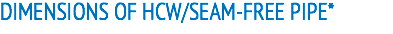 DIMENSIONS OF HCW/SEAM-FREE PIPE*
